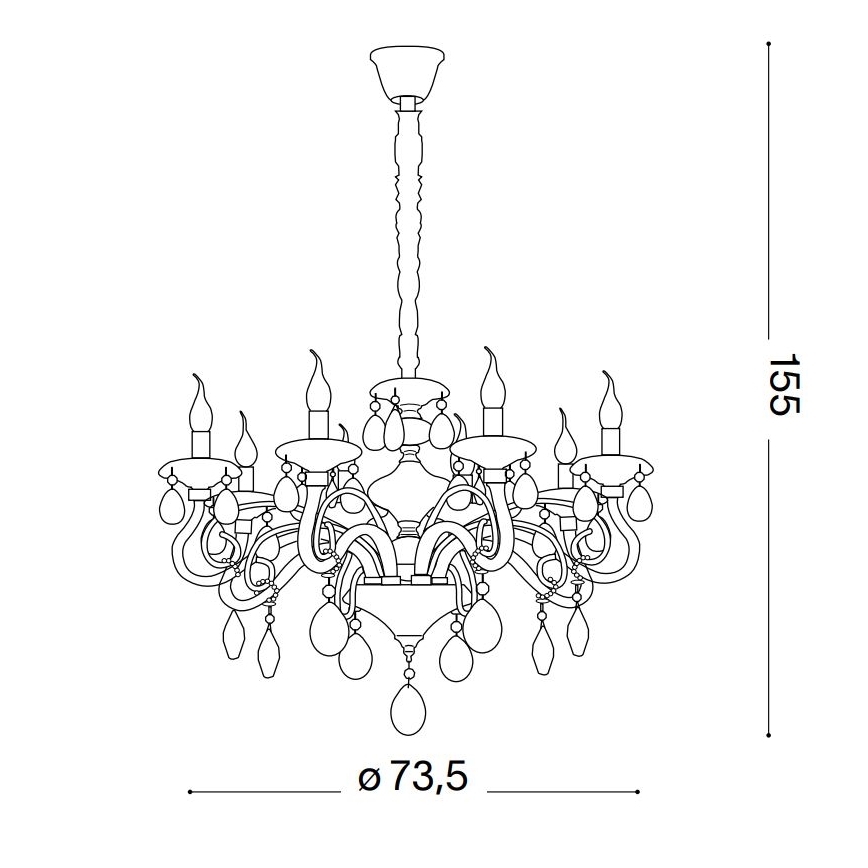 Ideal Lux - Candeeiro suspenso de cristal NEGRESCO 8xE14/28W/230V diâmetro 73,5 cm transparente