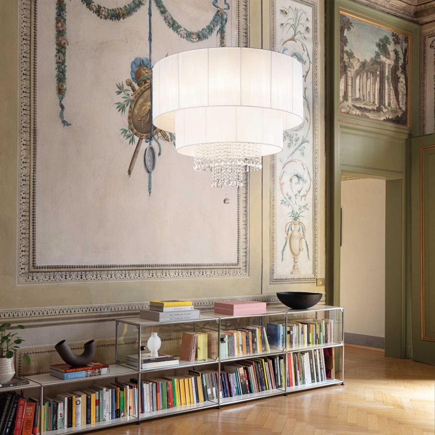 Ideal Lux - Candeeiro suspenso de cristal OPERA 10xE27/60W/230V diâmetro 90 cm branco