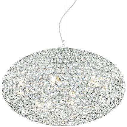 Ideal Lux - Candeeiro suspenso de cristal ORION 12xE14/40W/230V diâmetro 60 cm prateado