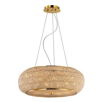 Ideal Lux - Candeeiro suspenso de cristal PASHA 10xE14/40W/230V diâmetro 55 cm dourado
