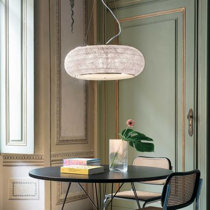 Ideal Lux - Candeeiro suspenso de cristal PASHA 14xE14/40W/230V diâmetro 65 cm cromado brilhante