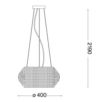 Ideal Lux - Candeeiro suspenso de cristal PASHA 6xE14/40W/230V diâmetro 40 cm dourado