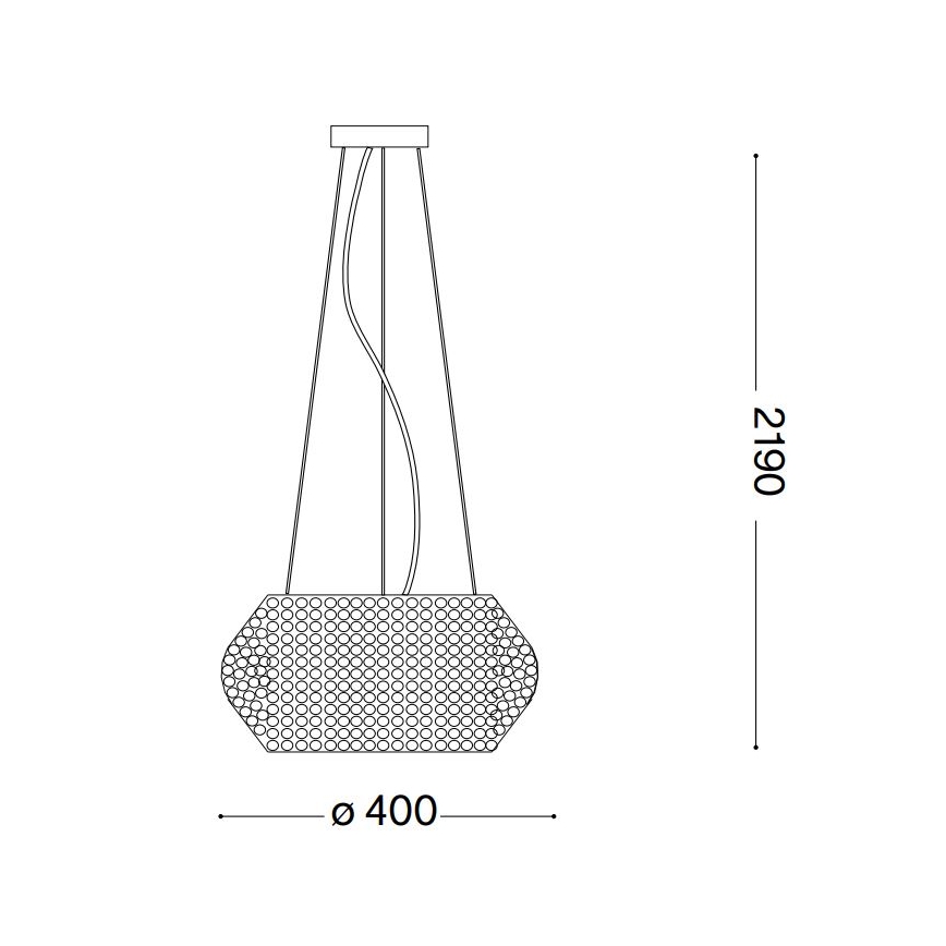 Ideal Lux - Candeeiro suspenso de cristal PASHA 6xE14/40W/230V diâmetro 40 cm dourado