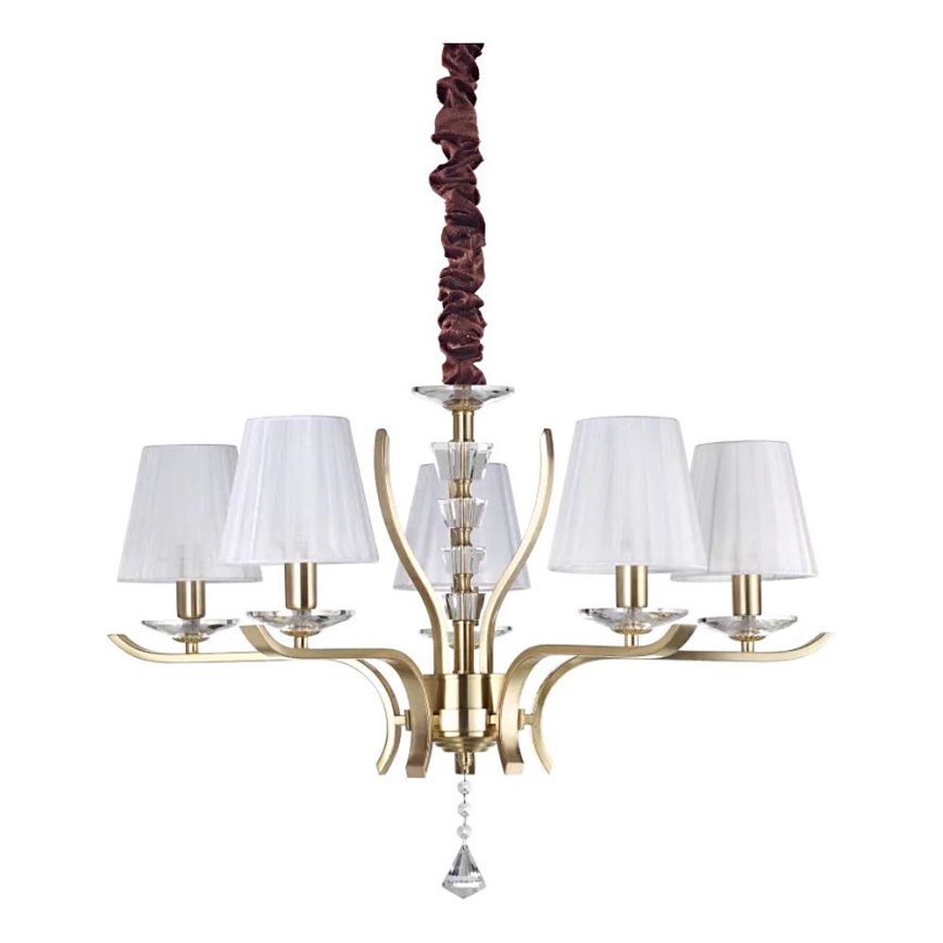 Ideal Lux - Candeeiro suspenso de cristal PEGASO 5xE14/28W/230V diâmetro 72 cm dourado