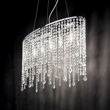 Ideal Lux - Candeeiro suspenso de cristal RAIN 5xE14/40W/230V transparente