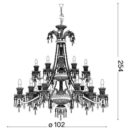 Ideal Lux - Candeeiro suspenso de cristal REDENTORE 18xE14/40W/230V diâmetro 102 cm transparente