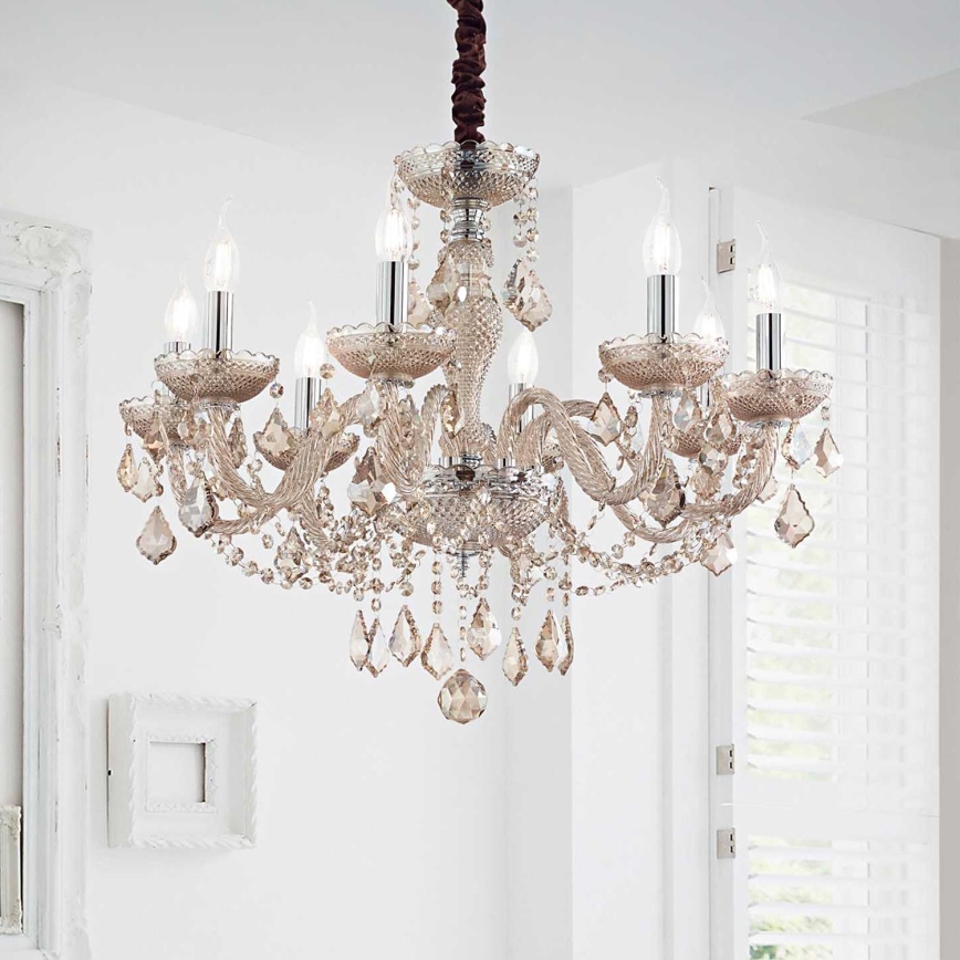 Ideal Lux - Candeeiro suspenso de cristal ROSE 8xE14/40W/230V diâmetro 78 cm bege