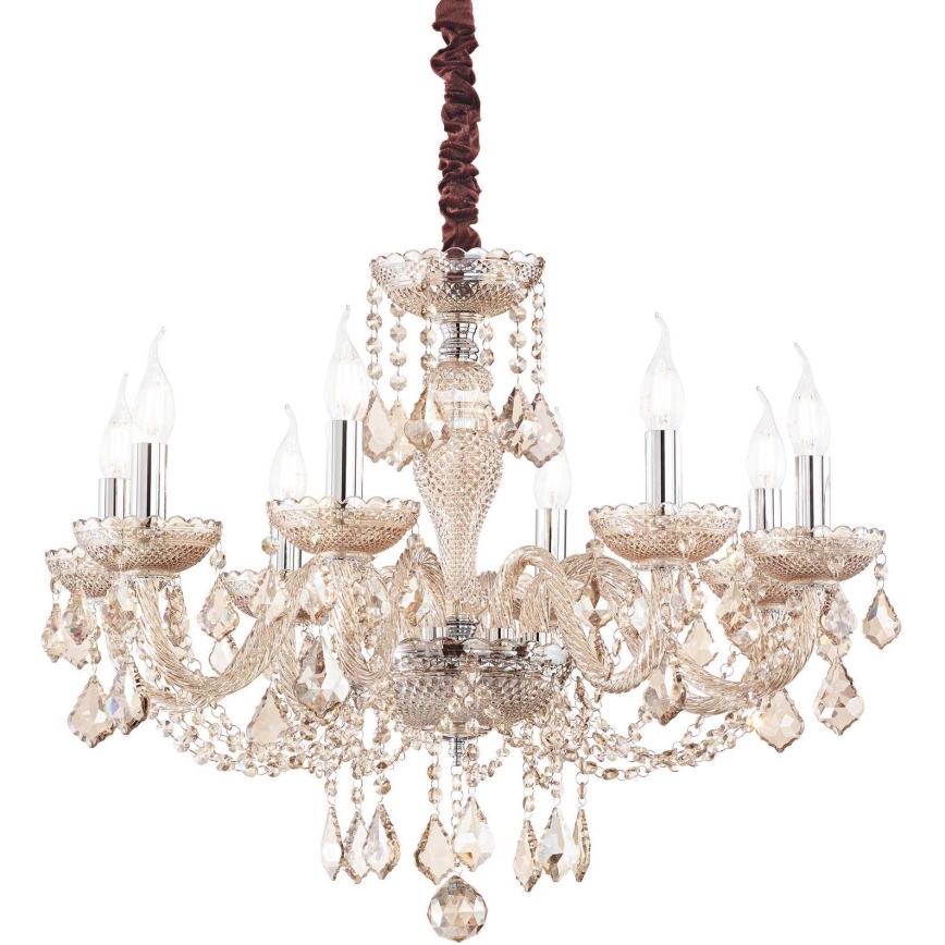 Ideal Lux - Candeeiro suspenso de cristal ROSE 8xE14/40W/230V diâmetro 78 cm bege