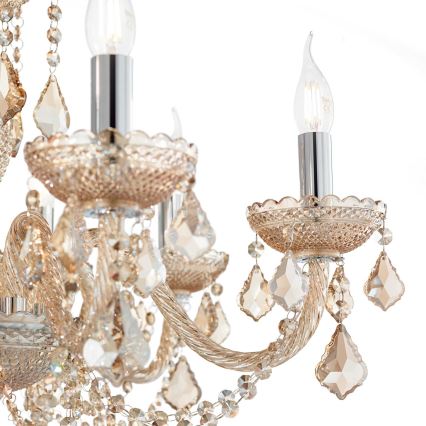 Ideal Lux - Candeeiro suspenso de cristal ROSE 8xE14/40W/230V diâmetro 78 cm bege