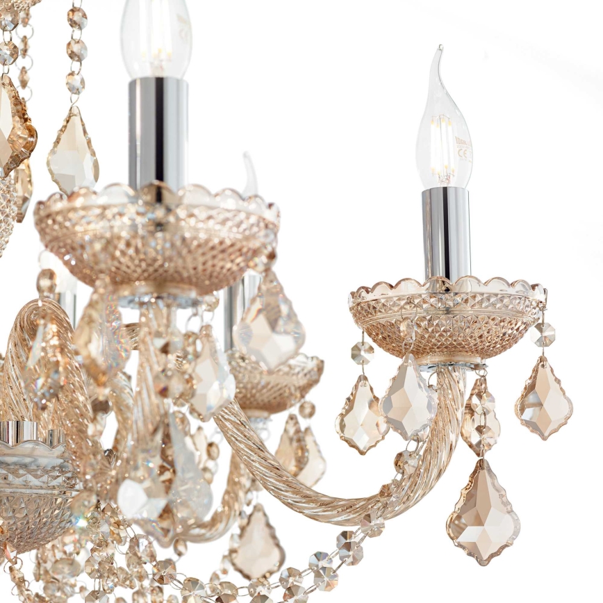 Ideal Lux - Candeeiro suspenso de cristal ROSE 8xE14/40W/230V diâmetro 78 cm bege