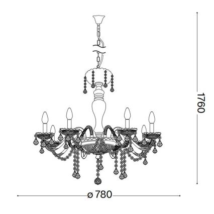 Ideal Lux - Candeeiro suspenso de cristal ROSE 8xE14/40W/230V diâmetro 78 cm bege