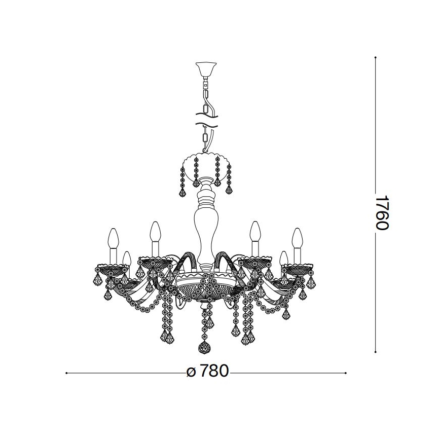 Ideal Lux - Candeeiro suspenso de cristal ROSE 8xE14/40W/230V diâmetro 78 cm bege