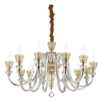 Ideal Lux - Candeeiro suspenso de cristal STRAUSS 12xE14/40W/230V diâmetro 84,5 cm latão