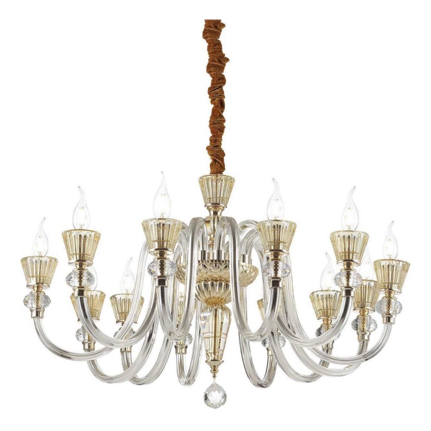 Ideal Lux - Candeeiro suspenso de cristal STRAUSS 12xE14/40W/230V diâmetro 84,5 cm latão
