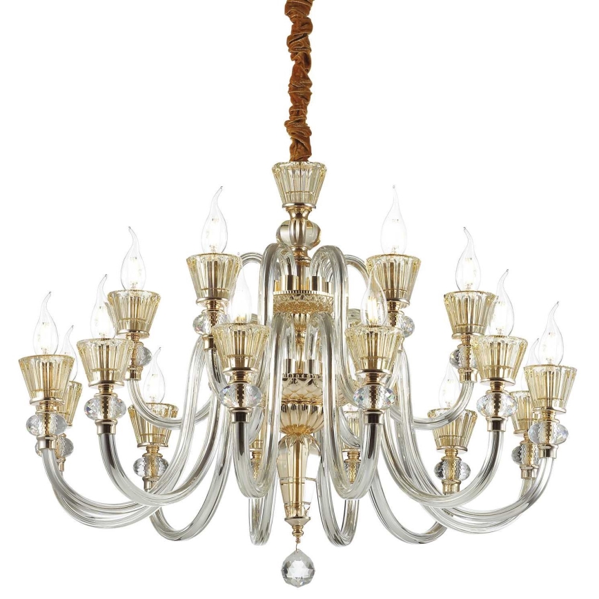Ideal Lux - Candeeiro suspenso de cristal STRAUSS 18xE14/40W/230V diâmetro 85 cm latão