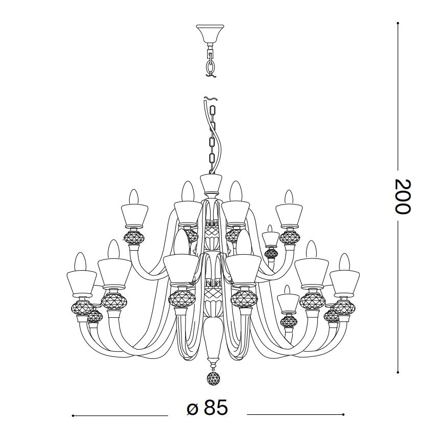 Ideal Lux - Candeeiro suspenso de cristal STRAUSS 18xE14/40W/230V diâmetro 85 cm latão