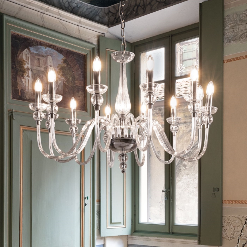 Ideal Lux - Candeeiro suspenso DOGE 12xE14/40W/230V diâmetro 91 cm cromado brilhante