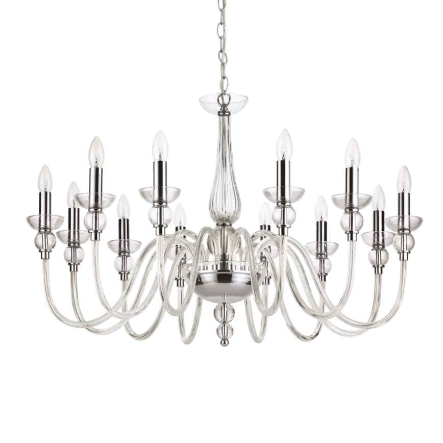 Ideal Lux - Candeeiro suspenso DOGE 12xE14/40W/230V diâmetro 91 cm cromado brilhante