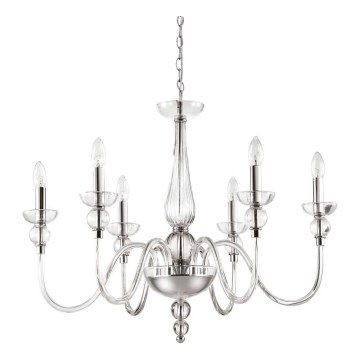 Ideal Lux - Candeeiro suspenso DOGE 6xE14/40W/230V diâmetro 75 cm cromado brilhante