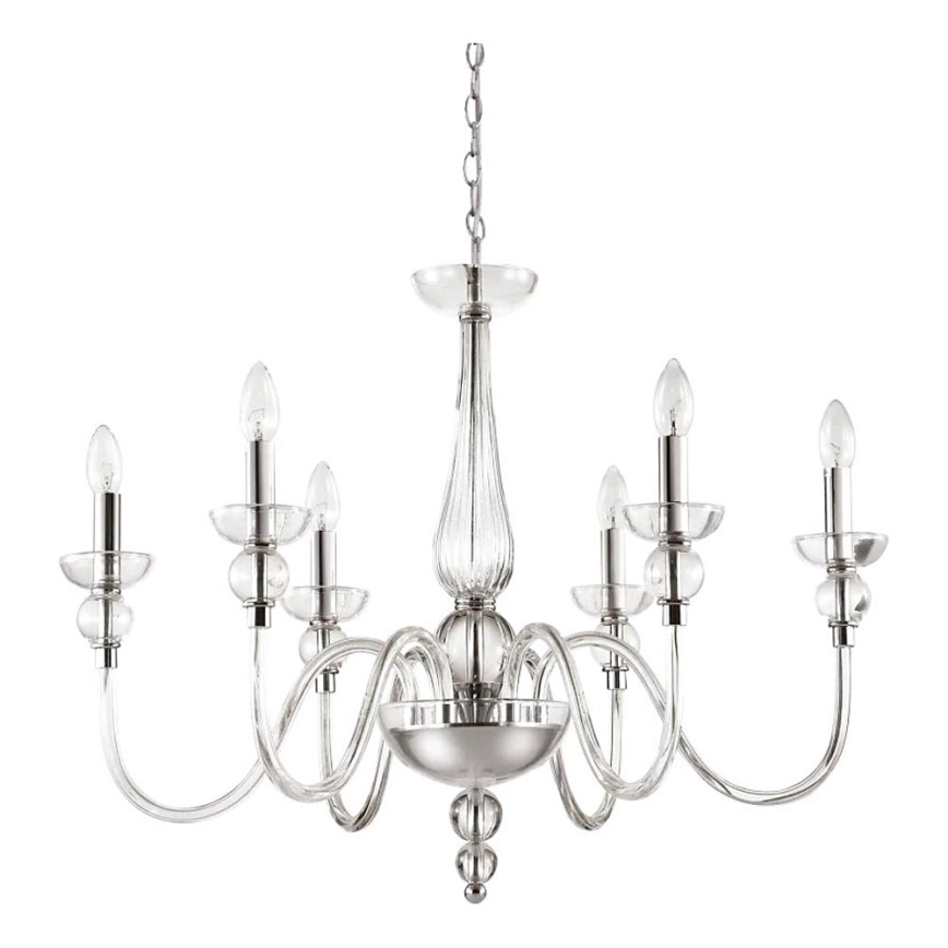 Ideal Lux - Candeeiro suspenso DOGE 6xE14/40W/230V diâmetro 75 cm cromado brilhante