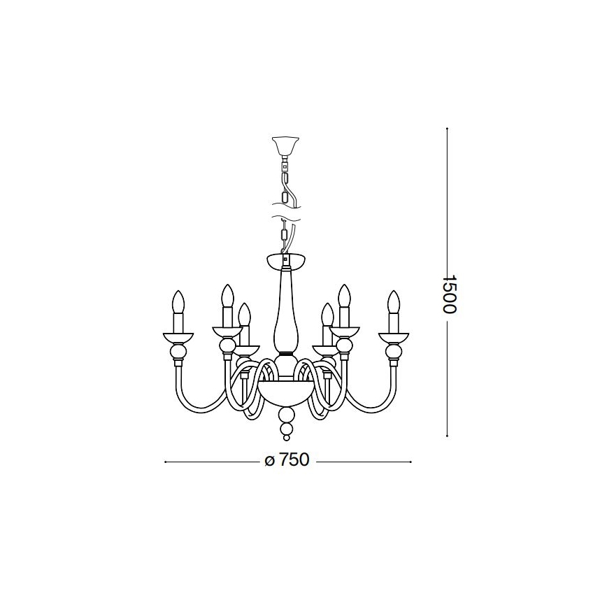 Ideal Lux - Candeeiro suspenso DOGE 6xE14/40W/230V diâmetro 75 cm cromado brilhante