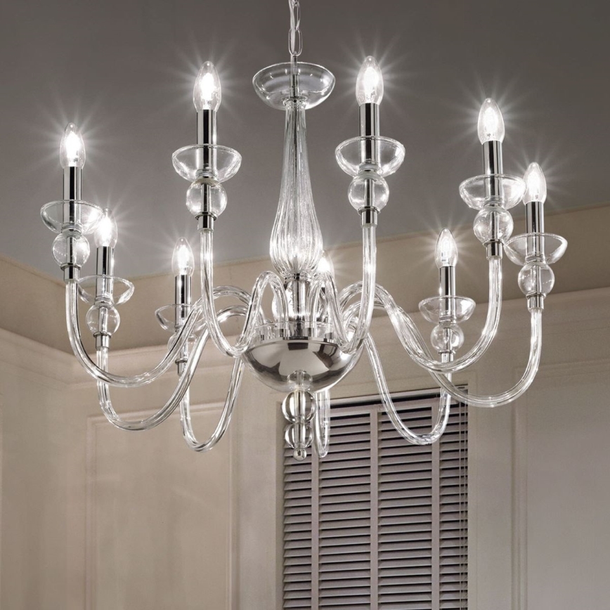 Ideal Lux - Candeeiro suspenso DOGE 9xE14/40W/230V diâmetro 75 cm cromado brilhante