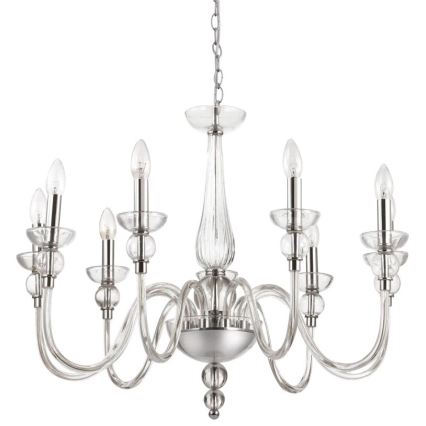 Ideal Lux - Candeeiro suspenso DOGE 9xE14/40W/230V diâmetro 75 cm cromado brilhante