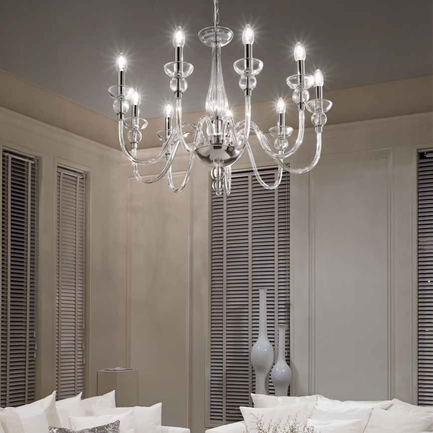 Ideal Lux - Candeeiro suspenso DOGE 9xE14/40W/230V diâmetro 75 cm cromado brilhante