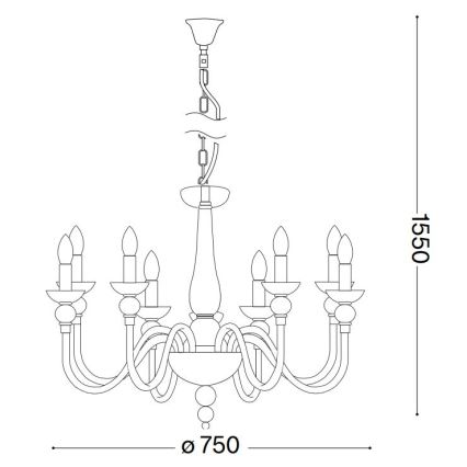 Ideal Lux - Candeeiro suspenso DOGE 9xE14/40W/230V diâmetro 75 cm cromado brilhante