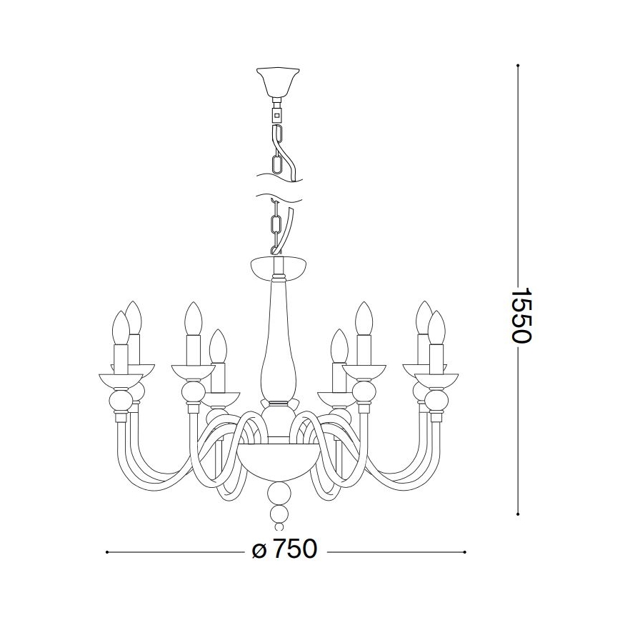 Ideal Lux - Candeeiro suspenso DOGE 9xE14/40W/230V diâmetro 75 cm cromado brilhante