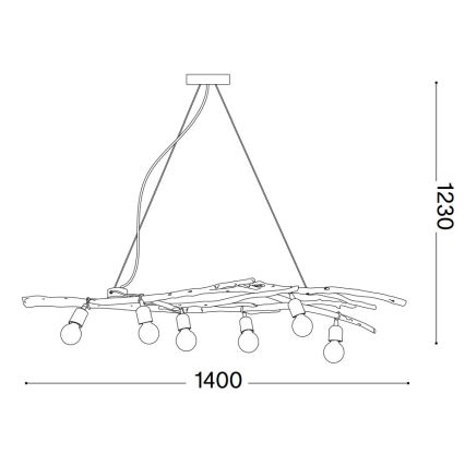 Ideal Lux - Candeeiro suspenso DRIFTWOOD 6xE27/60W/230V goiaba