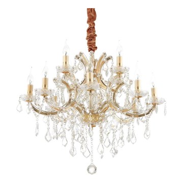 Ideal Lux - Candeeiro suspenso em cristal NAPOLEON 12xE14/40W/230V diâmetro 74 cm dourado
