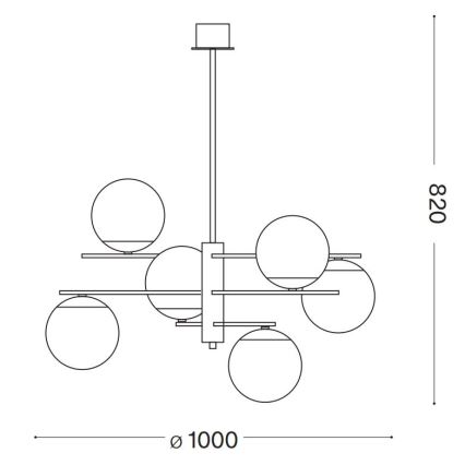 Ideal Lux - Candeeiro suspenso GOURMET 6xE14/28W/230V diâmetro 100 cm dourado