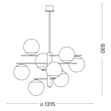 Ideal Lux - Candeeiro suspenso GOURMET 9xE14/28W/230V diâmetro 131,5 cm dourado