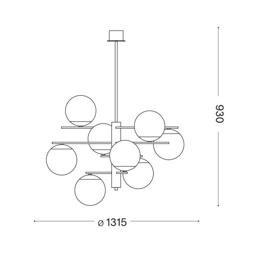 Ideal Lux - Candeeiro suspenso GOURMET 9xE14/28W/230V diâmetro 131,5 cm dourado