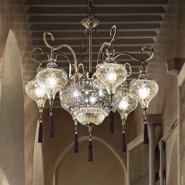Ideal Lux - Candeeiro suspenso HAREM 9xE27/60W/230V diâmetro 75 cm latão