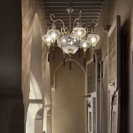 Ideal Lux - Candeeiro suspenso HAREM 9xE27/60W/230V diâmetro 75 cm latão