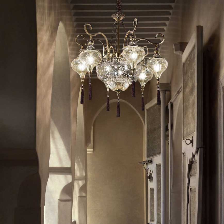 Ideal Lux - Candeeiro suspenso HAREM 9xE27/60W/230V diâmetro 75 cm latão