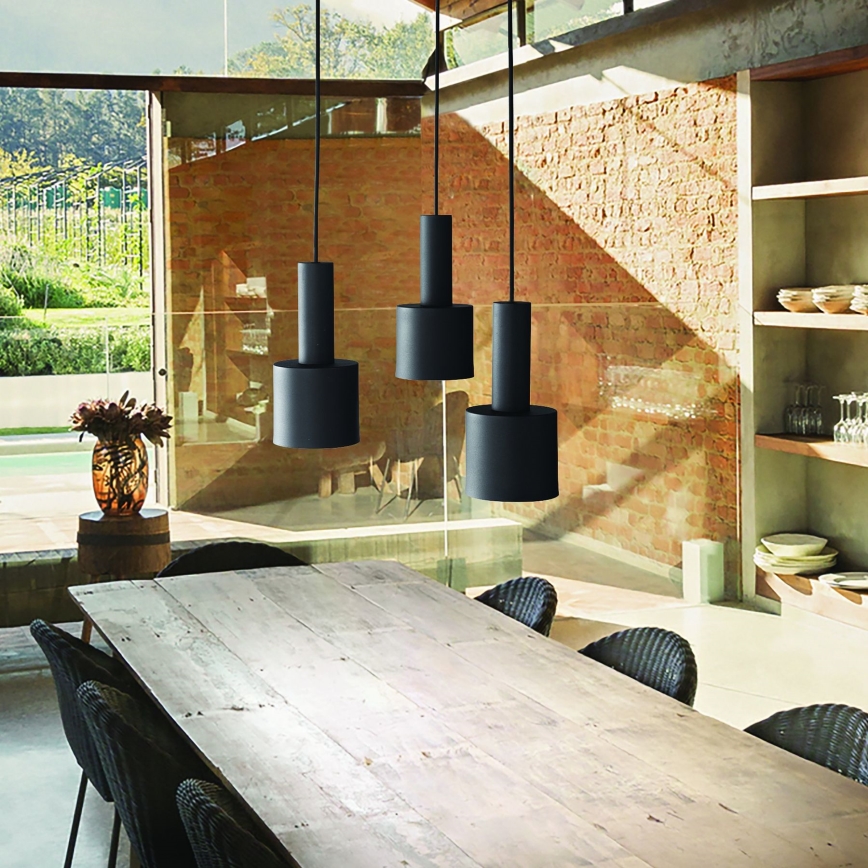 Ideal Lux - Candeeiro suspenso HOLLY 3xE27/60W/230V aranha preto