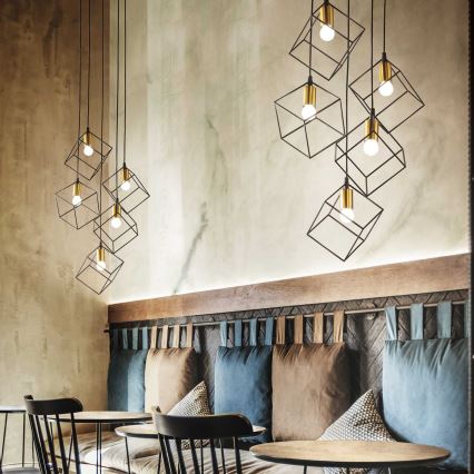 Ideal Lux - Candeeiro suspenso ICE 5xE27/60W/230V diâmetro 50 cm preto