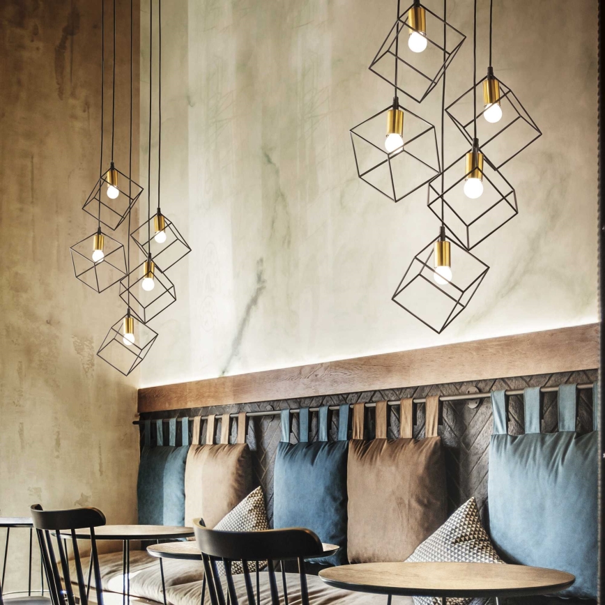 Ideal Lux - Candeeiro suspenso ICE 5xE27/60W/230V diâmetro 50 cm preto