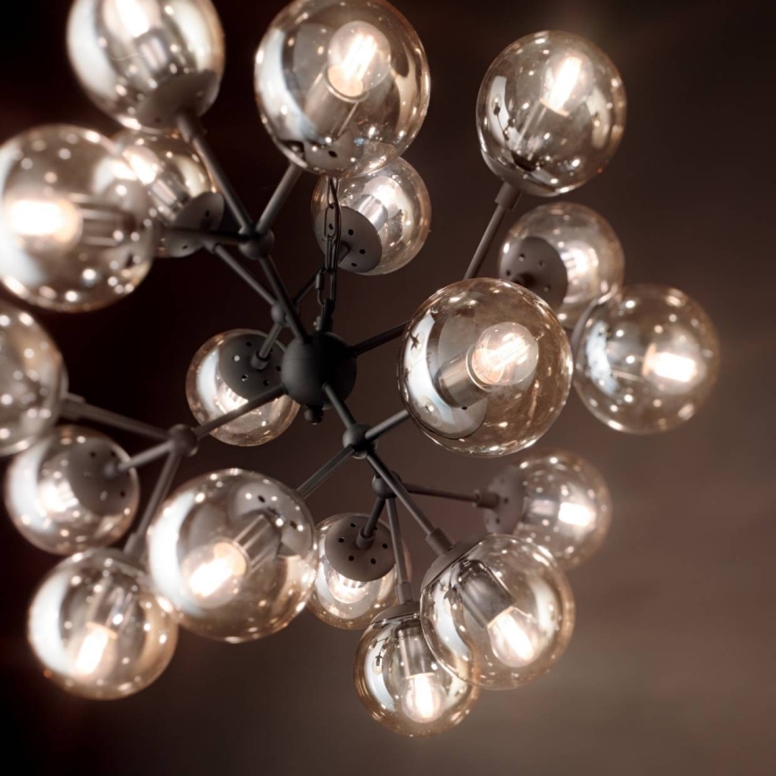 Ideal Lux - Candeeiro suspenso KEPLER 18xE27/42W/230V diâmetro 69 cm preto/fumado