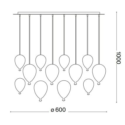 Ideal Lux - Candeeiro suspenso LED CLOWN 12xG9/3W/230V diâmetro 60 cm colorido