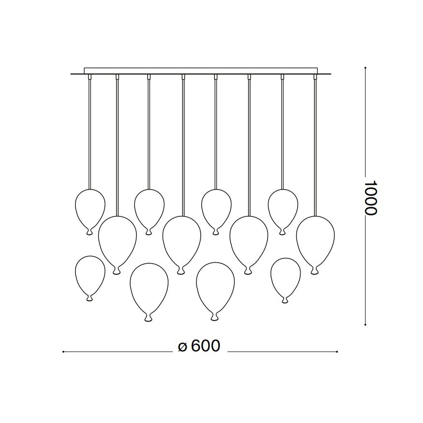 Ideal Lux - Candeeiro suspenso LED CLOWN 12xG9/3W/230V diâmetro 60 cm colorido