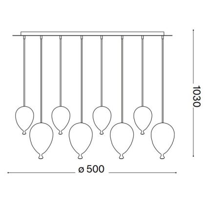 Ideal Lux - Candeeiro suspenso LED CLOWN 8xG9/3W/230V diâmetro 50 cm colorido