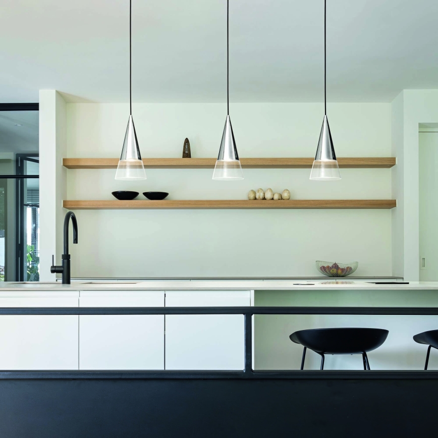 Ideal Lux - Candeeiro suspenso LED CONO 1xGU10/7W/230V diâmetro 15 cm CRI 90 cromado mate