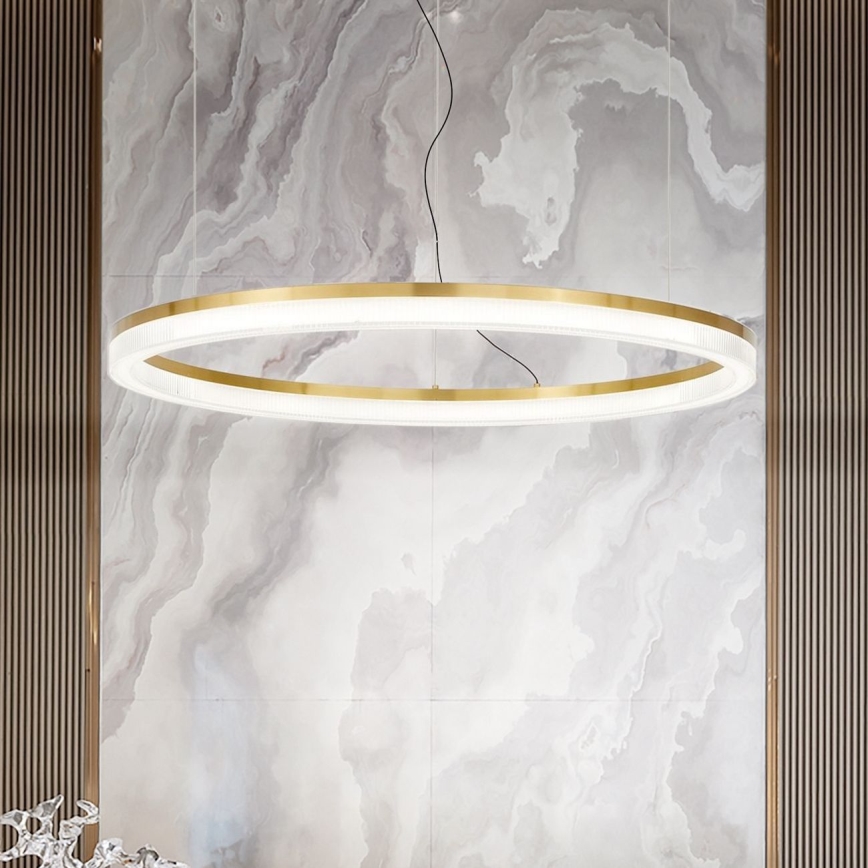 Ideal Lux - Candeeiro suspenso LED CROWN LED/42W/230V 3000K diâmetro 80 cm CRI 90 latão