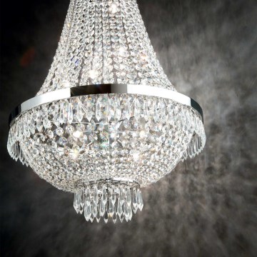 Ideal Lux - Candeeiro suspenso LED de cristal CAESAR 12xG9/3W/230V diâmetro 55 cm cromado brilhante