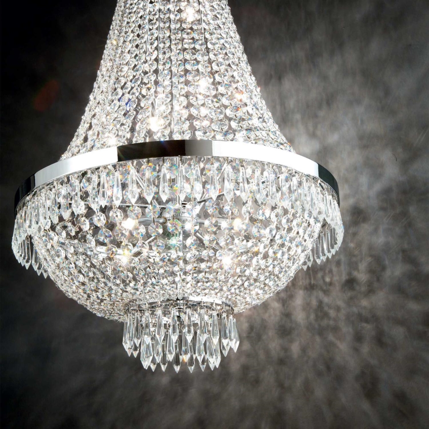 Ideal Lux - Candeeiro suspenso LED de cristal CAESAR 12xG9/3W/230V diâmetro 55 cm cromado brilhante