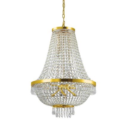 Ideal Lux - Candeeiro suspenso LED de cristal CAESAR 12xG9/3W/230V diâmetro 55 cm dourado